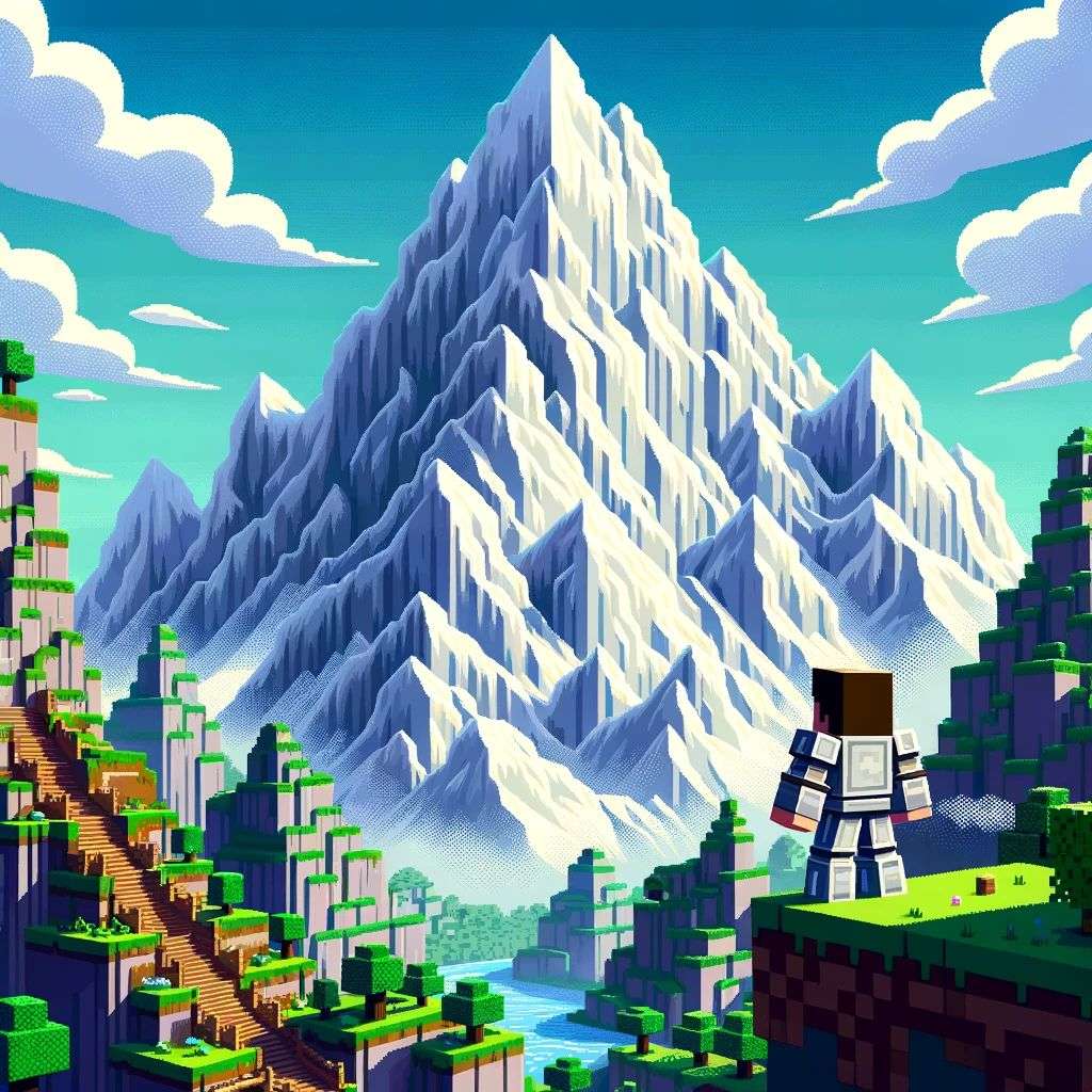 someone gazing at Mount Everest in Minecraft